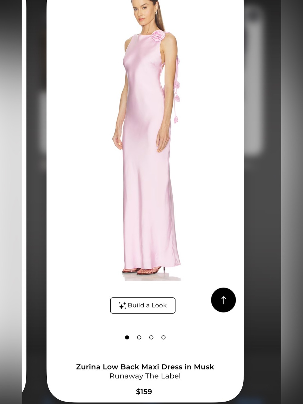 Pink Backless Evening Gown with Rosette Detail - Women Dresses